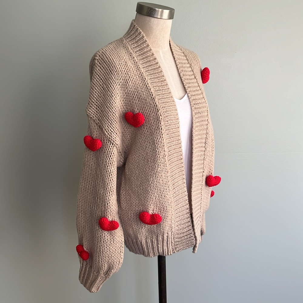 Anthropology Maeve Susanna 3D Heard Tan Cardigan Seeater - Picture 3 of 11
